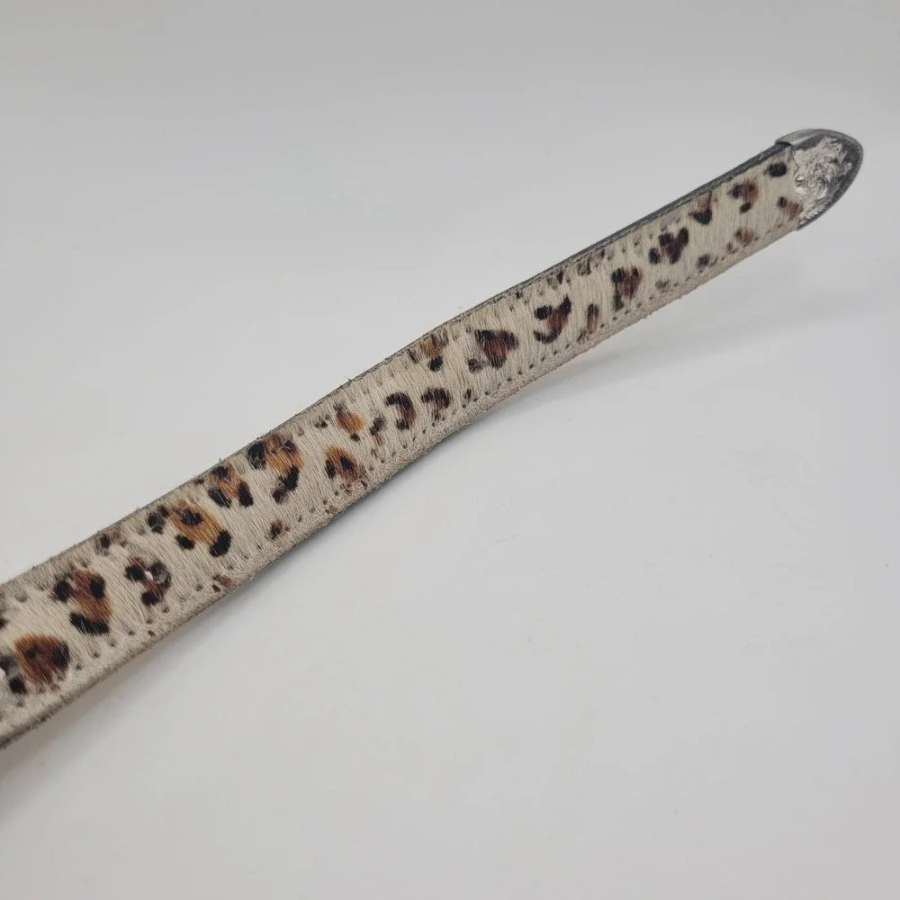 Vintage Double J Saddlery Belt 26 Leopard Print Haircalf Western Cowgirl 90s
